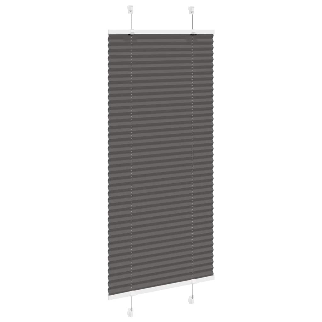 vidaXL Pleated Blind Black 65x100 cm Fabric Width 64,4 cm Polyester