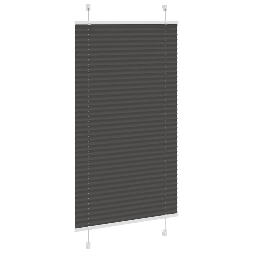 vidaXL Pleated Blind Black 75x100 cm Fabric Width 74.4 cm Polyester