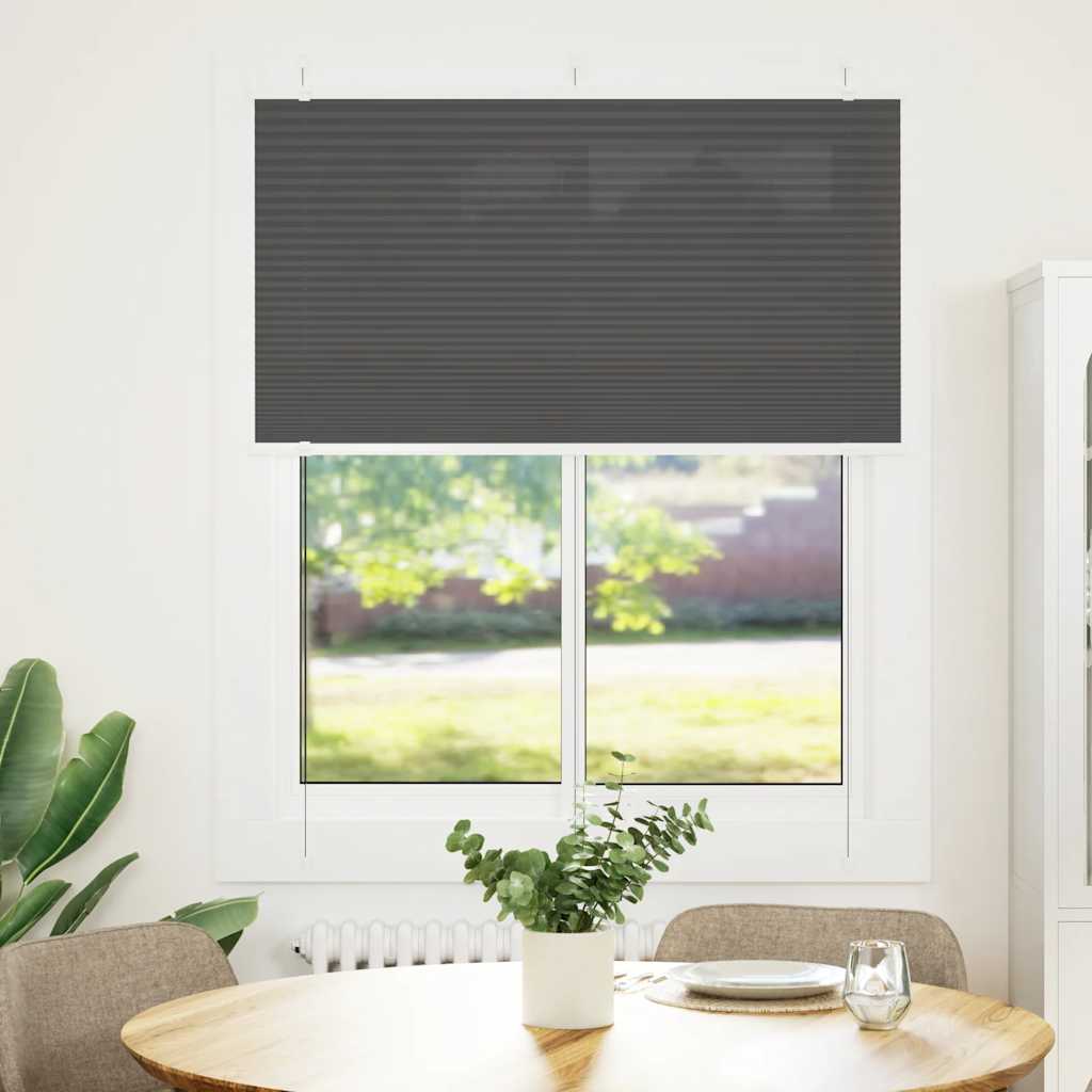 vidaXL Pleated Blind Black 105x100 cm Fabric Width 104,4 cm Polyester