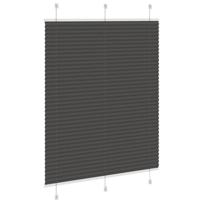 vidaXL Pleated Blind Black 105x100 cm Fabric Width 104.4 cm Polyester