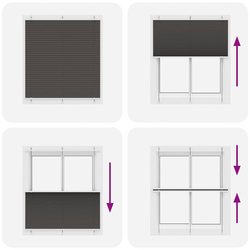 vidaXL Pleated Blind Black 115x100 cm Fabric Width 114,4 cm Polyester