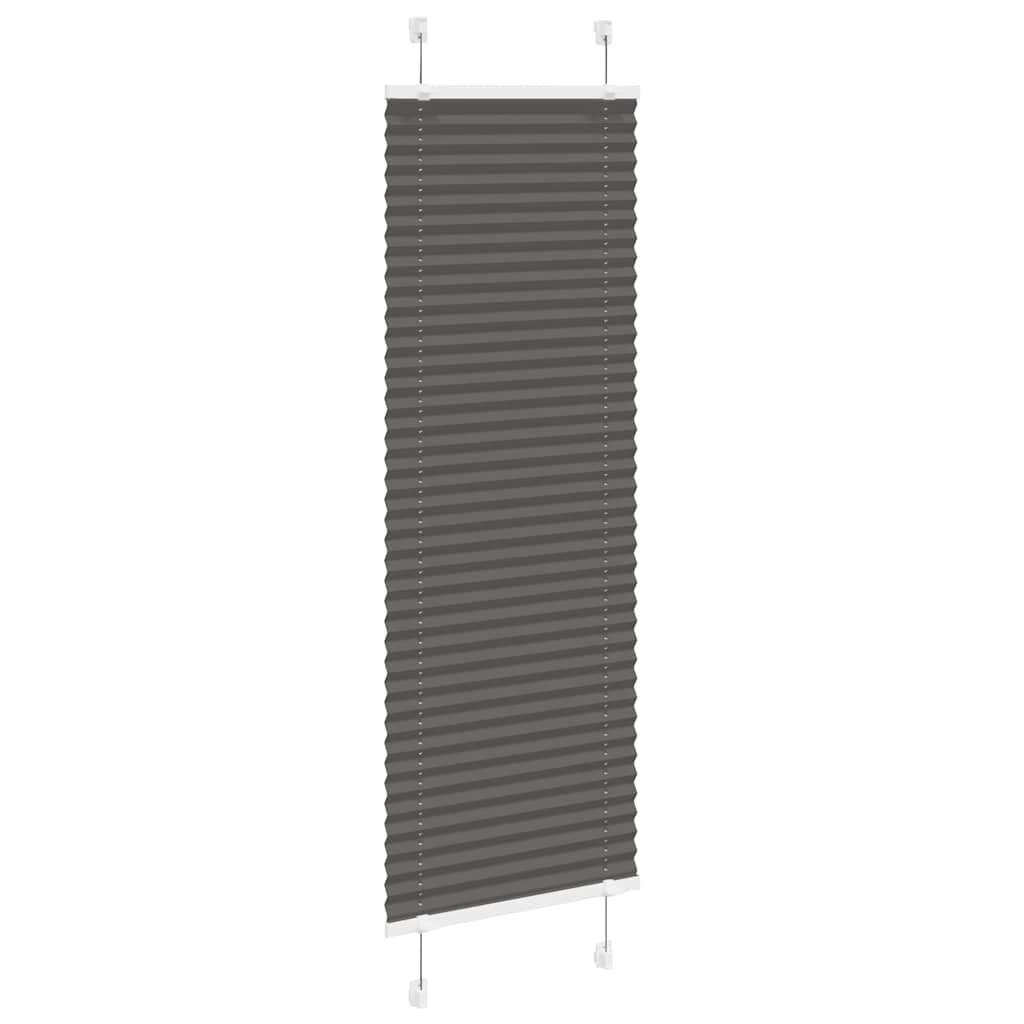 vidaXL Pleated Blind Black 45x150 cm Fabric Width 44.4 cm Polyester