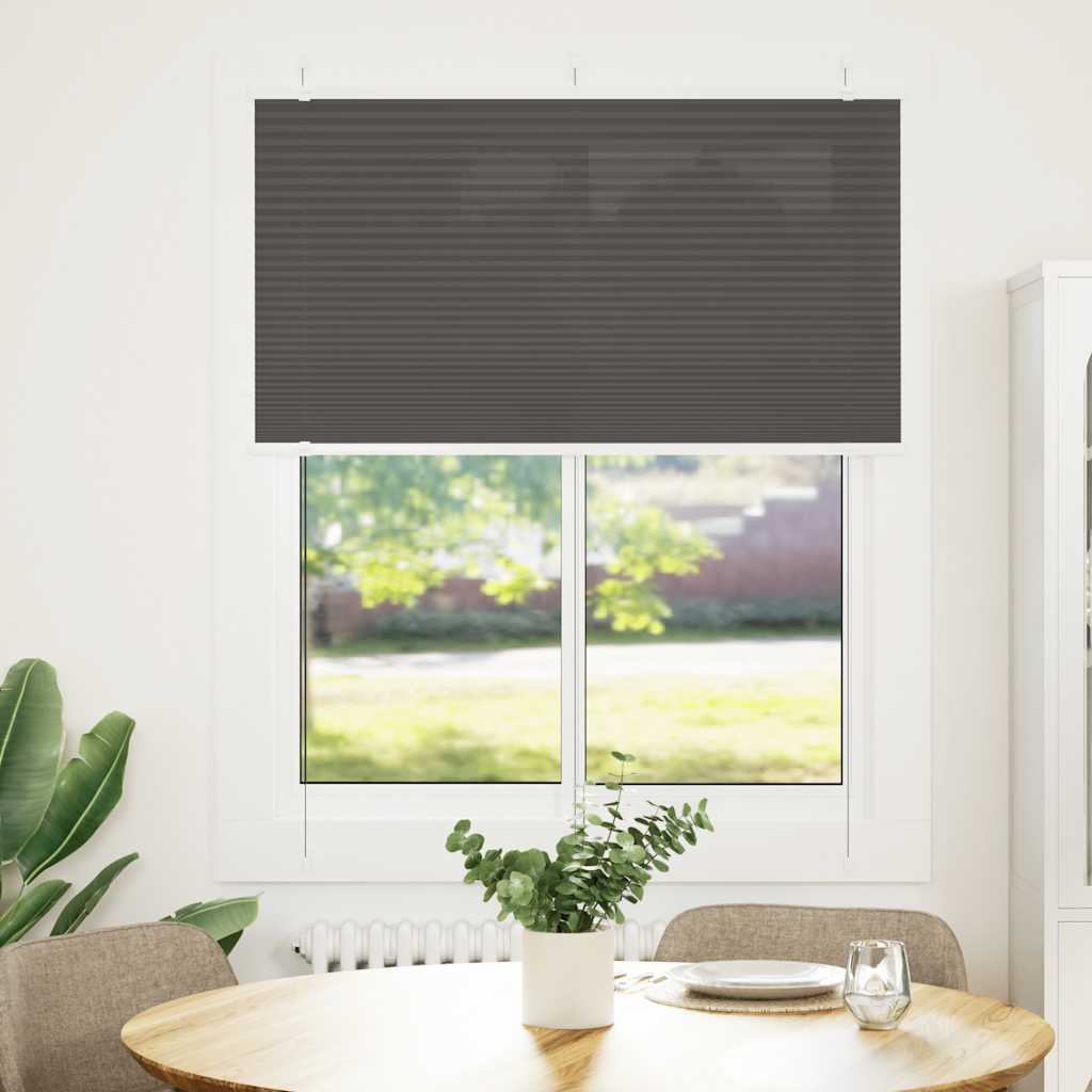 vidaXL Pleated Blind Black 105x150 cm Fabric Width 104.4 cm Polyester