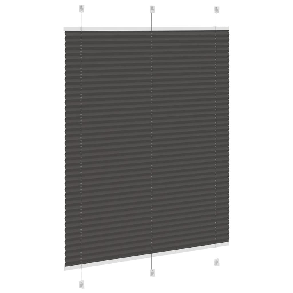 vidaXL Pleated Blind Black 110x150 cm Fabric Width 109.4 cm Polyester
