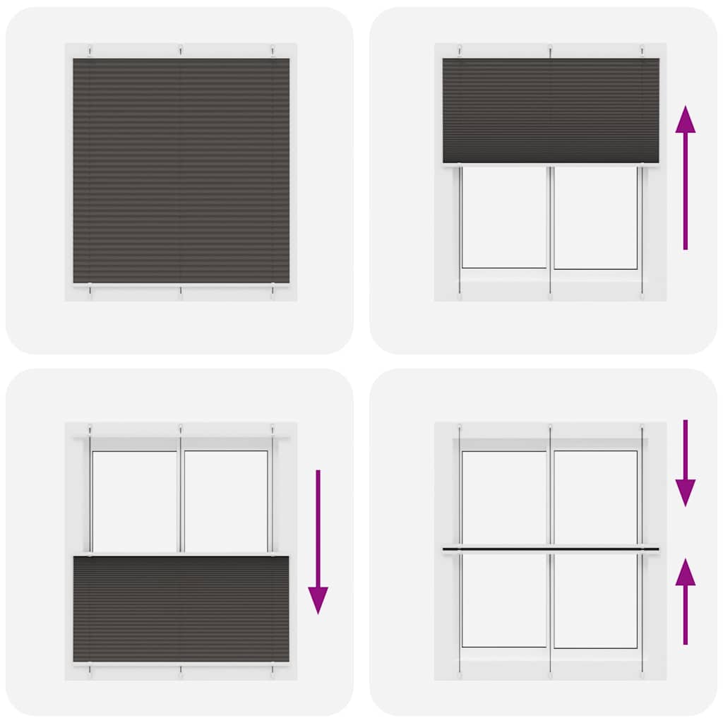 vidaXL Pleated Blind Black 115x150 cm Fabric Width 114.4 cm Polyester