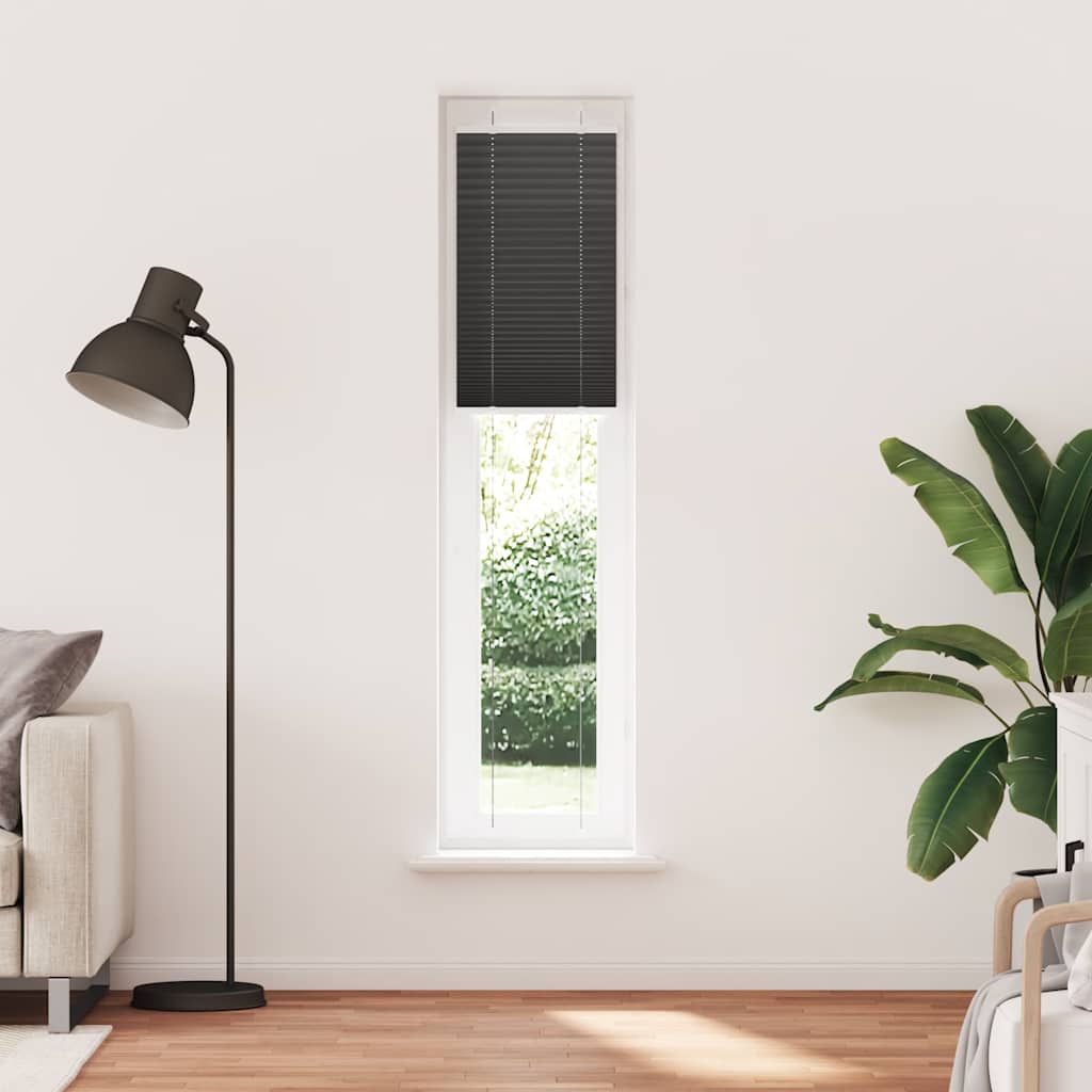 vidaXL Pleated Blind Black 45x200 cm Fabric Width 44,4 cm Polyester