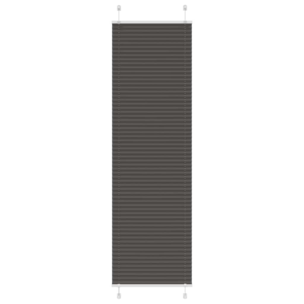 vidaXL Pleated Blind Black 55x200 cm Fabric Width 54.4 cm Polyester
