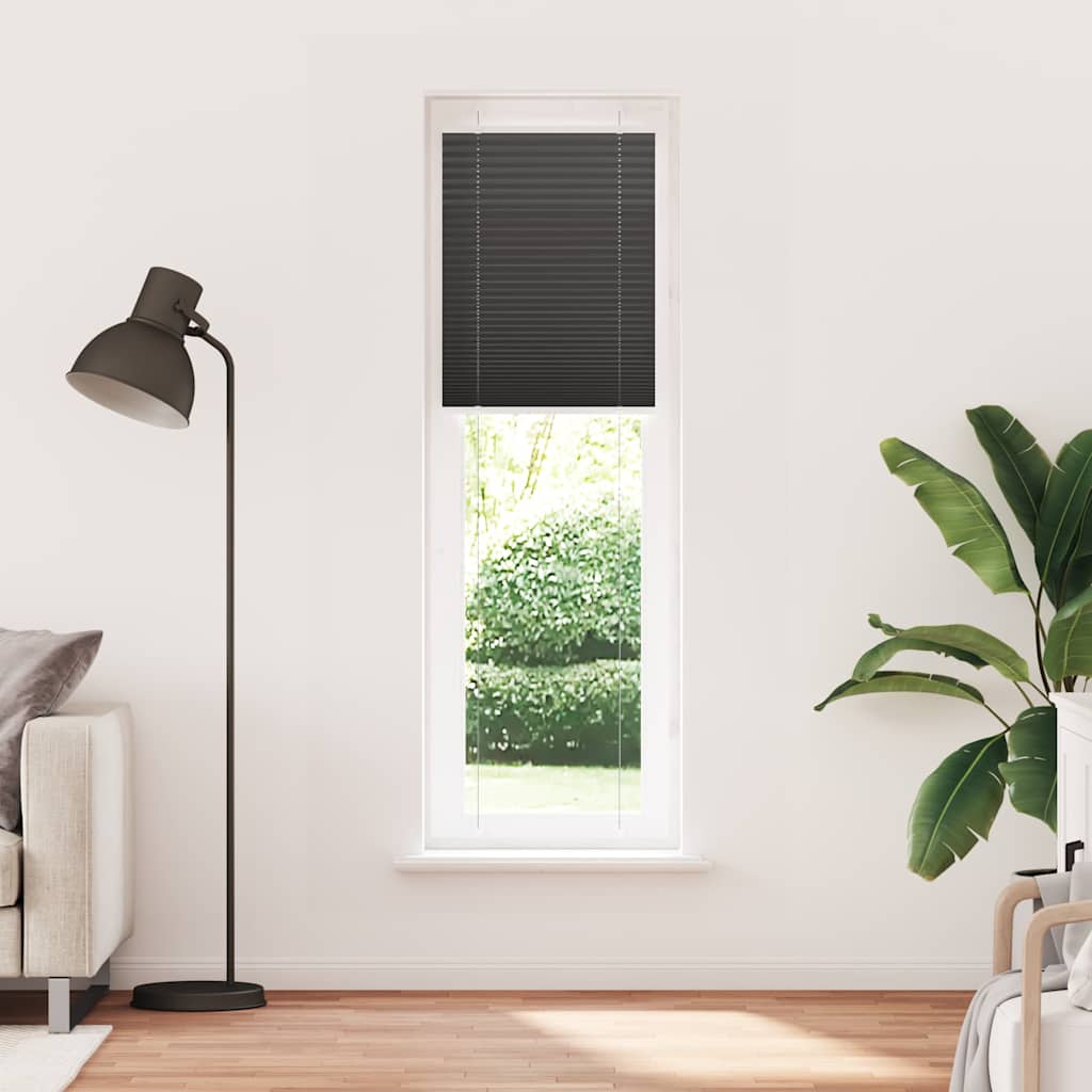 vidaXL Pleated Blind Black 55x200 cm Fabric Width 54.4 cm Polyester