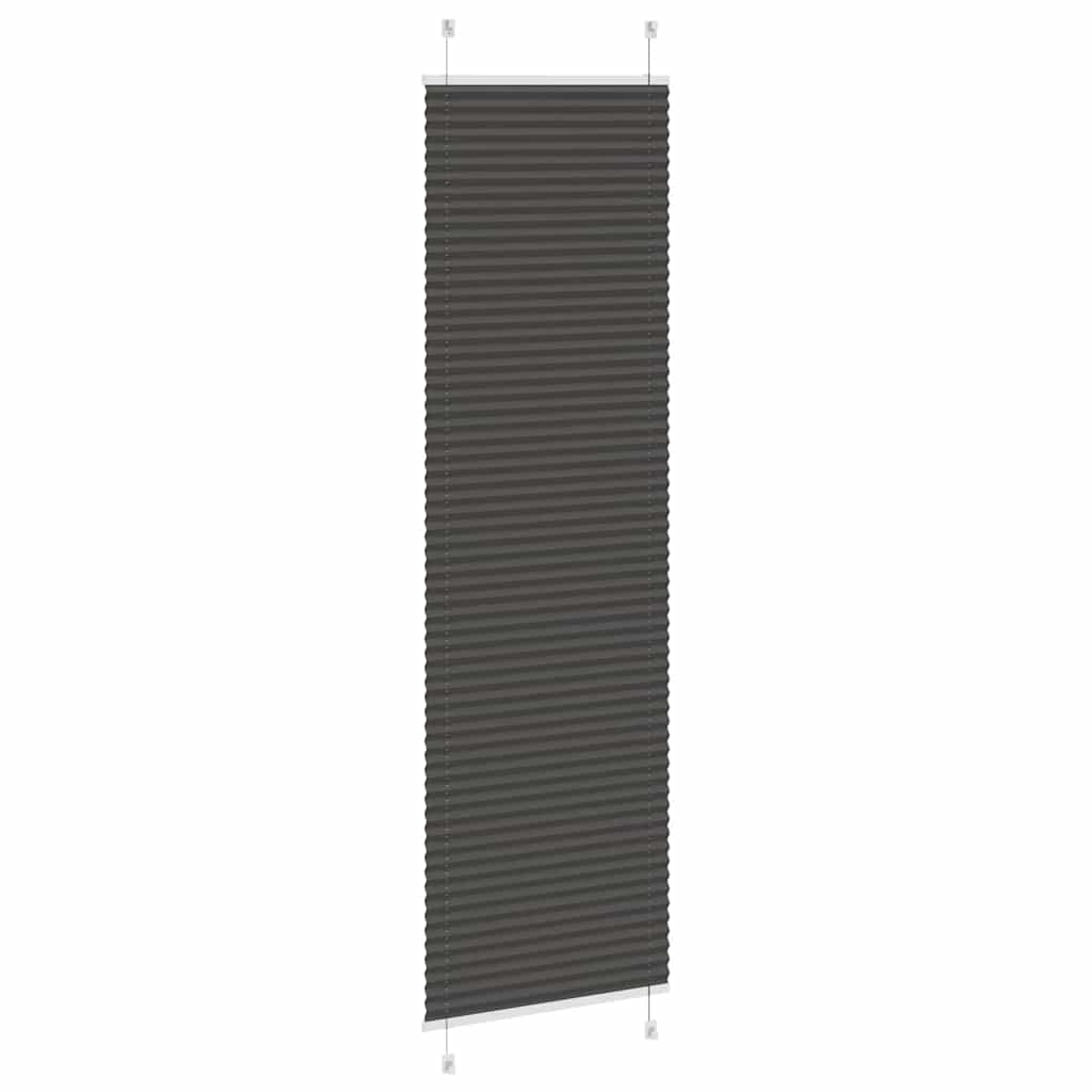 vidaXL Pleated Blind Black 65x200 cm Fabric Width 64,4 cm Polyester