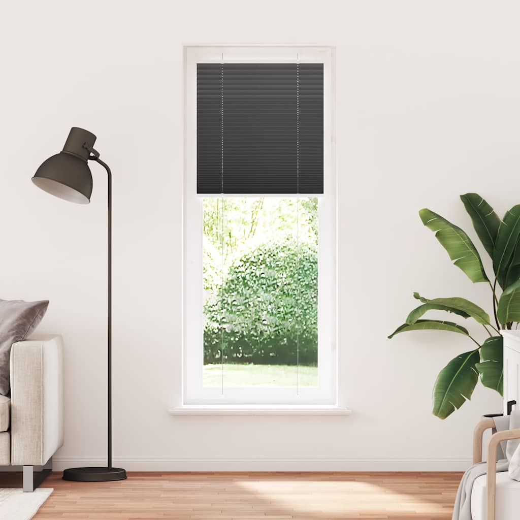 vidaXL Pleated Blind Black 70x200 cm Fabric Width 69,4 cm Polyester