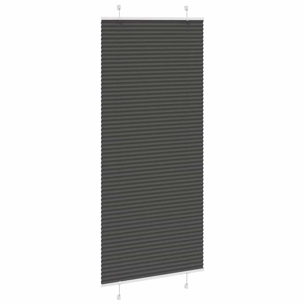 vidaXL Pleated Blind Black 85x200 cm Fabric Width 84,4 cm Polyester