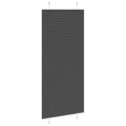 vidaXL Pleated Blind Black 85x200 cm Fabric Width 84,4 cm Polyester