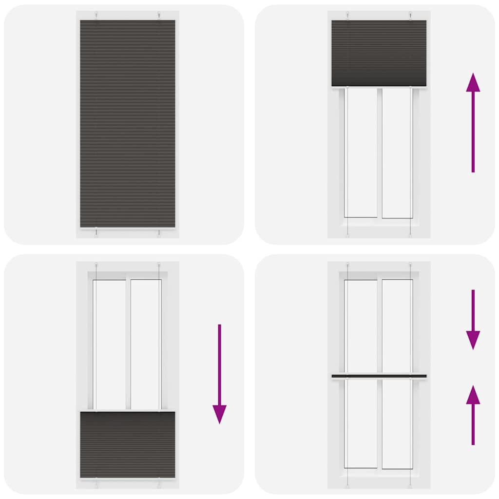 vidaXL Pleated Blind Black 95x200 cm Fabric Width 94,4 cm Polyester