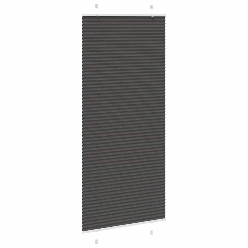 vidaXL Pleated Blind Black 100x200 cm Fabric Width 99.4 cm Polyester