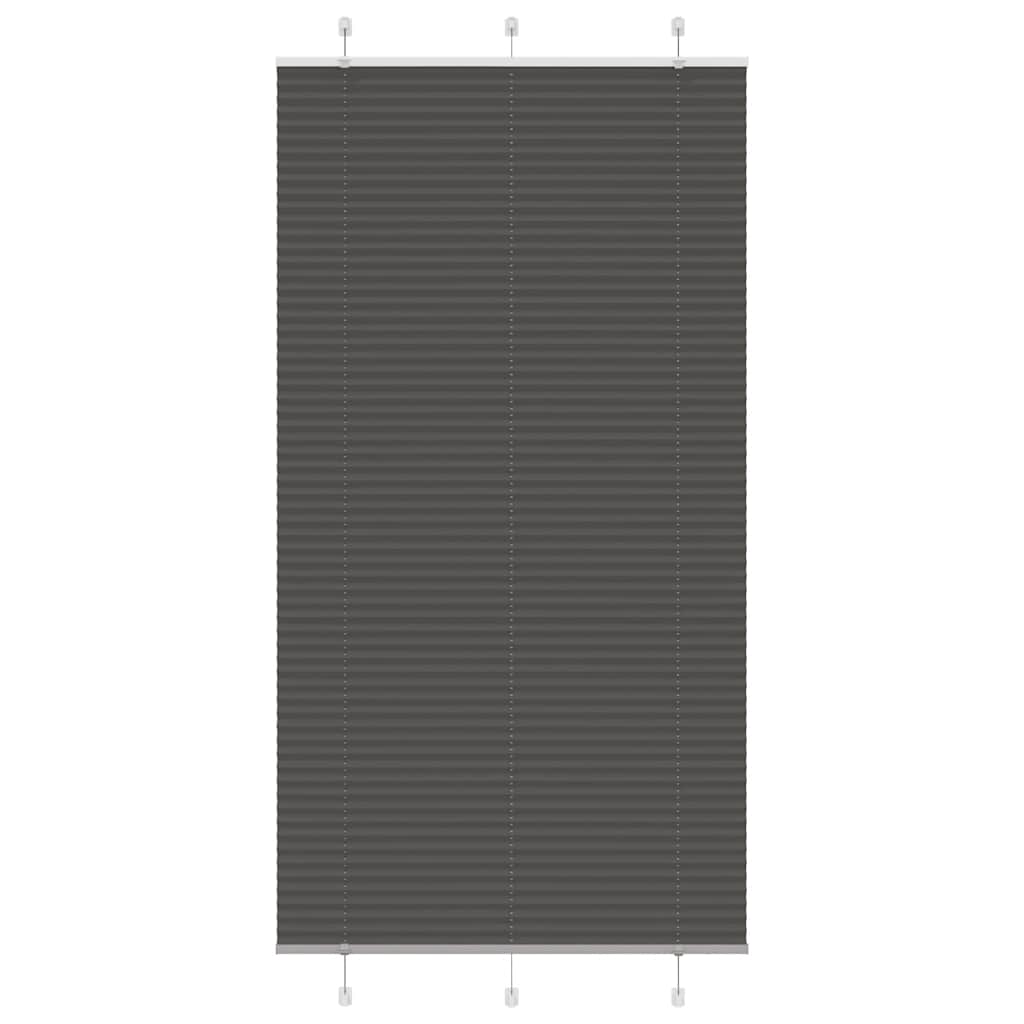 vidaXL Pleated Blind Black 105x200 cm Fabric Width 104.4 cm Polyester