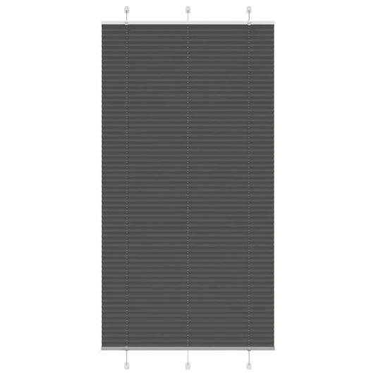vidaXL Pleated Blind Black 105x200 cm Fabric Width 104.4 cm Polyester