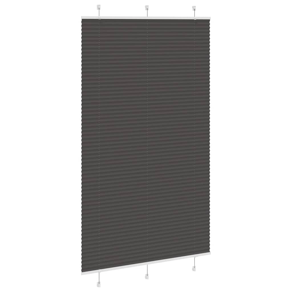 vidaXL Pleated Blind Black 115x200 cm Fabric Width 114.4 cm Polyester