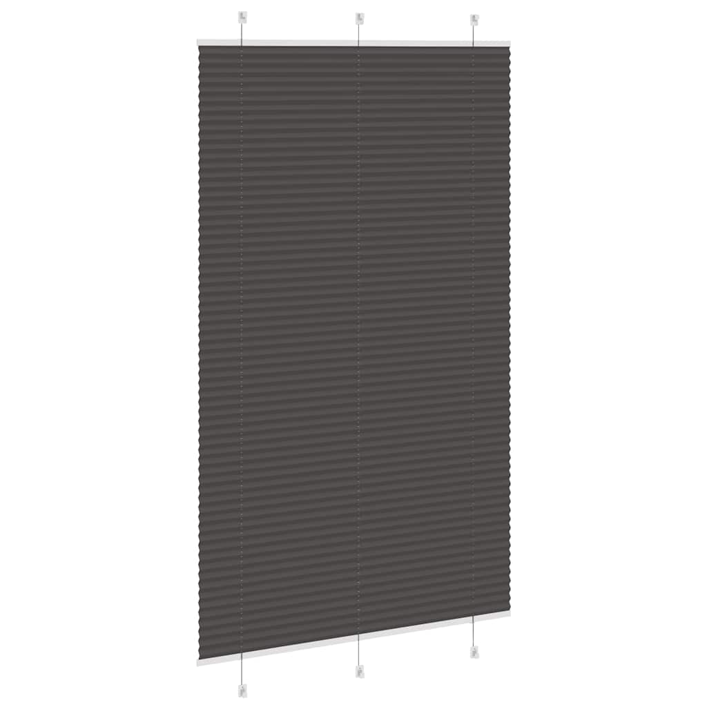 vidaXL Pleated Blind Black 115x200 cm Fabric Width 114.4 cm Polyester
