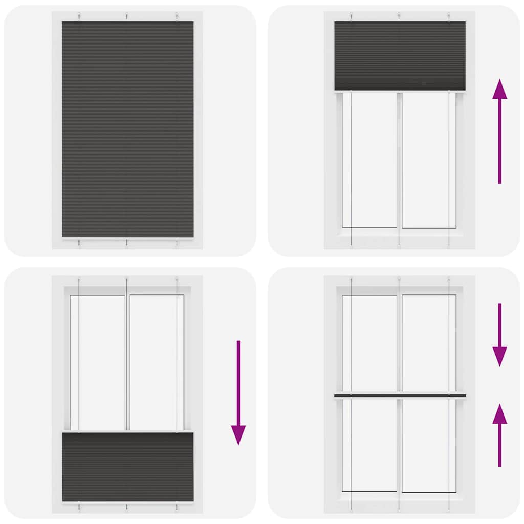 vidaXL Pleated Blind Black 120x200 cm Fabric Width 119,4 cm Polyester