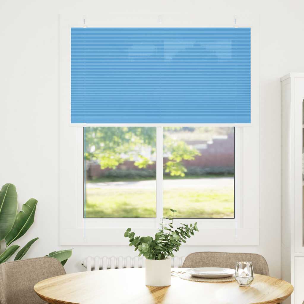 vidaXL Pleated Blind Blue 110x100 cm Fabric Width 109,4 cm Polyester