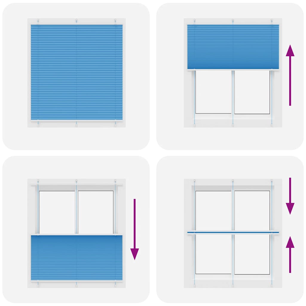 vidaXL Pleated Blind Blue 120x100 cm Fabric Width 119.4 cm Polyester