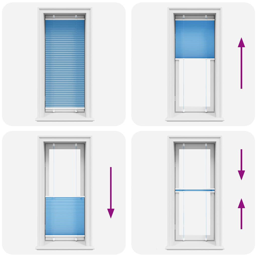 vidaXL Pleated Blind Blue 65x150 cm Fabric Width 64.4 cm Polyester