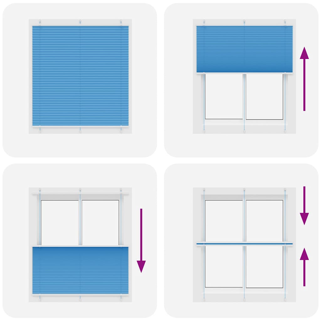 vidaXL Pleated Blind Blue 115x150 cm Fabric Width 114.4 cm Polyester