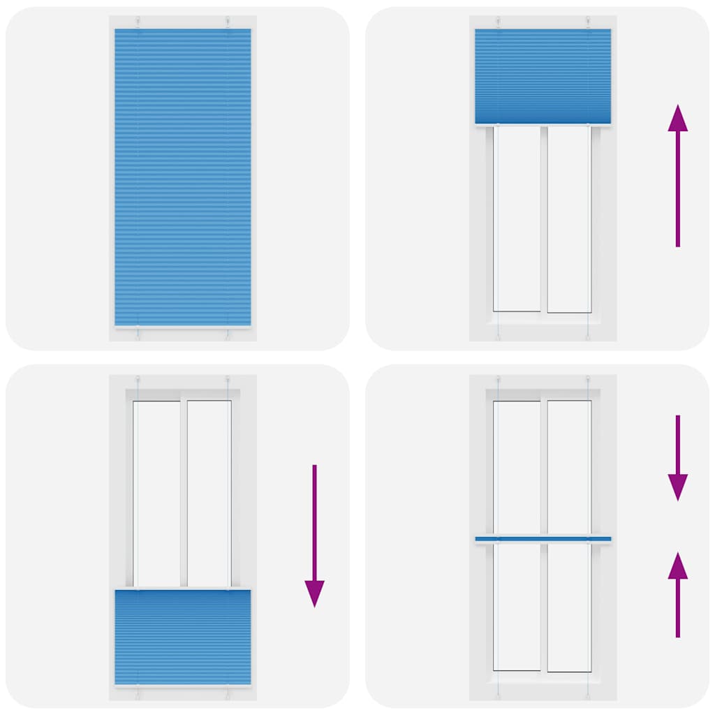 vidaXL Pleated Blind Blue 85x200 cm Fabric Width 84.4 cm Polyester