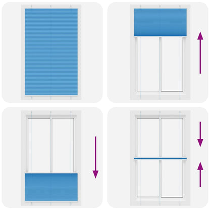 vidaXL Pleated Blind Blue 115x200 cm Fabric Width 114.4 cm Polyester
