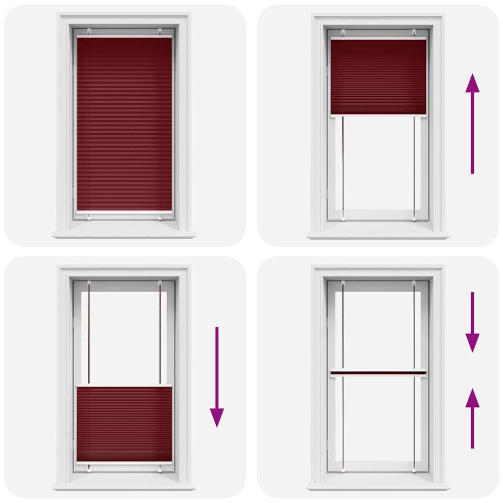 vidaXL Pleated Blind Bordeaux Red 75x100 cm Fabric Width 74.4 cm Polyester