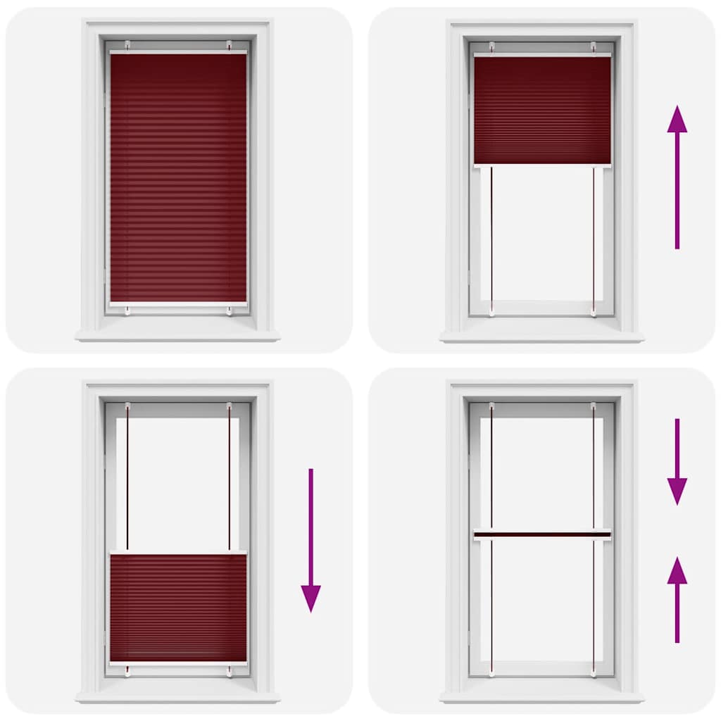 vidaXL Pleated Blind Bordeaux Red 80x100 cm Fabric Width 79.4 cm Polyester