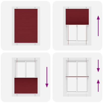 vidaXL Pleated Blind Bordeaux Red 85x100 cm Fabric Width 84.4 cm Polyester