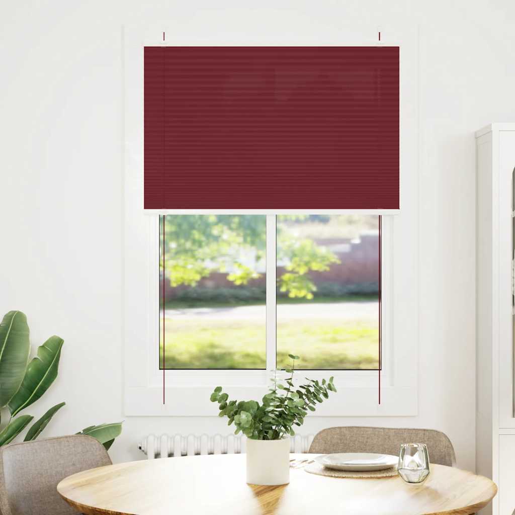vidaXL Pleated Blind Bordeaux Red 90x100 cm Fabric Width 89.4 cm Polyester
