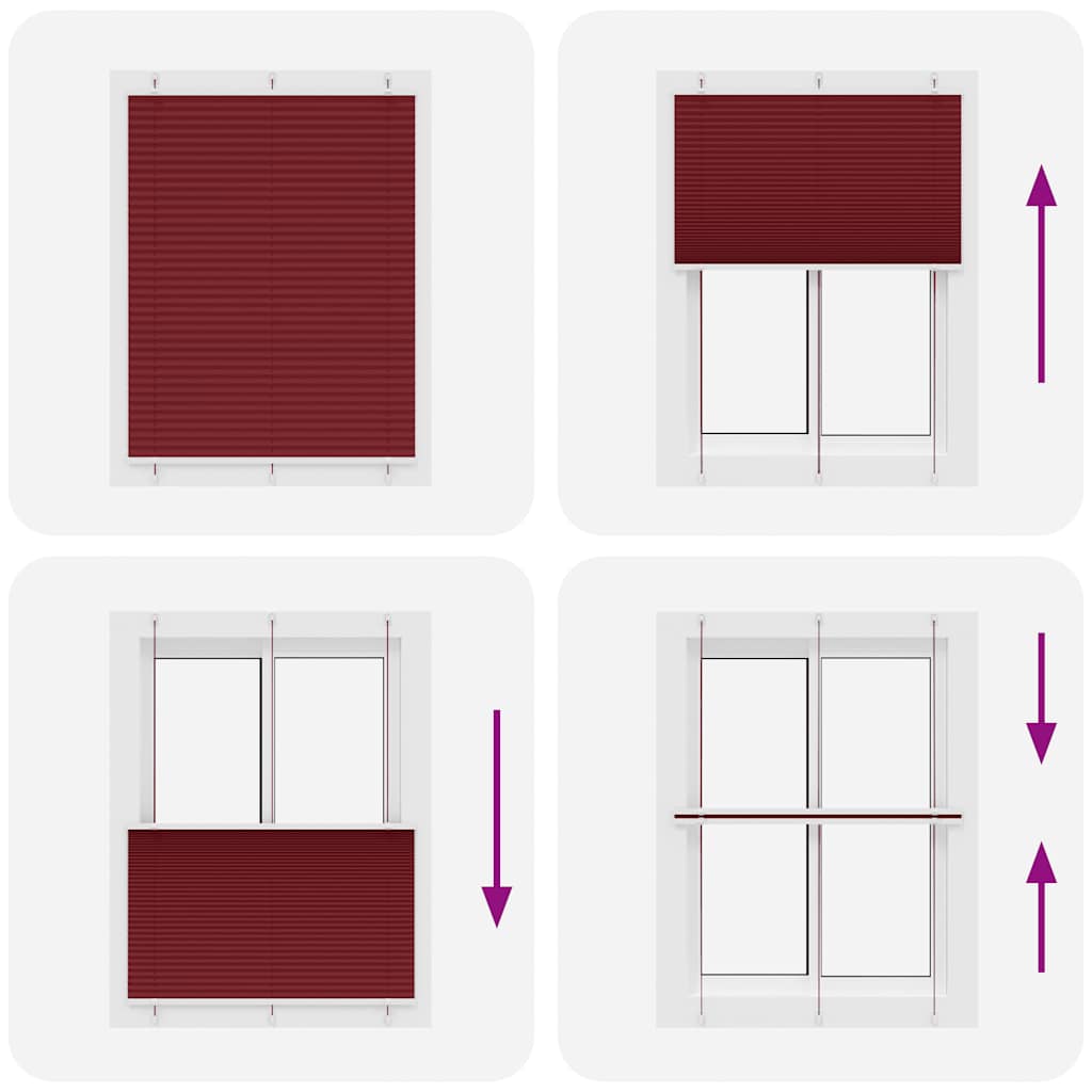 vidaXL Pleated Blind Bordeaux Red 105x100 cm Fabric Width 104.4 cm Polyester