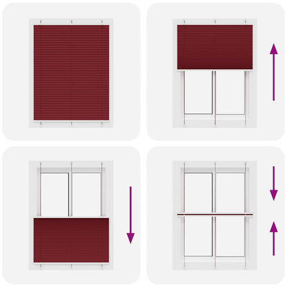 vidaXL Pleated Blind Bordeaux Red 105x100 cm Fabric Width 104.4 cm Polyester