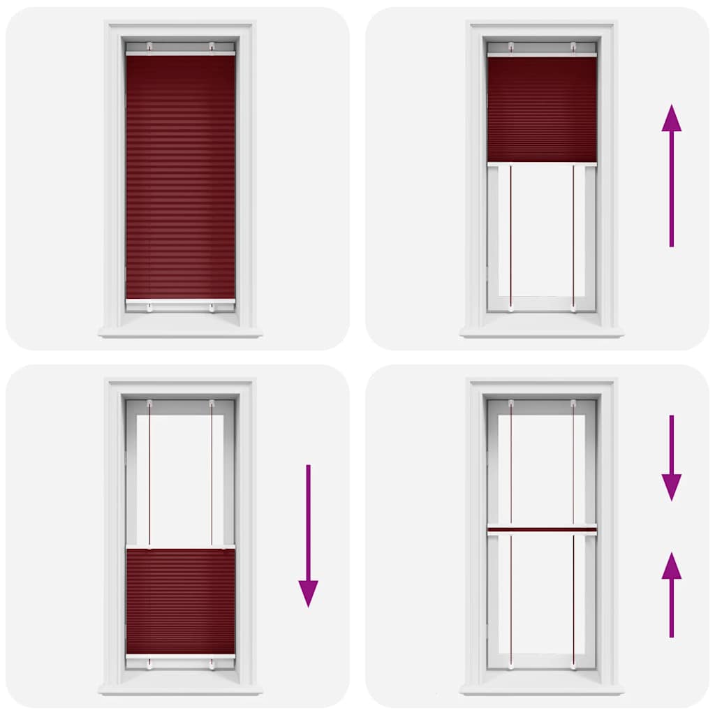 vidaXL Pleated Blind Bordeaux Red 65x150 cm Fabric Width 64.4 cm Polyester