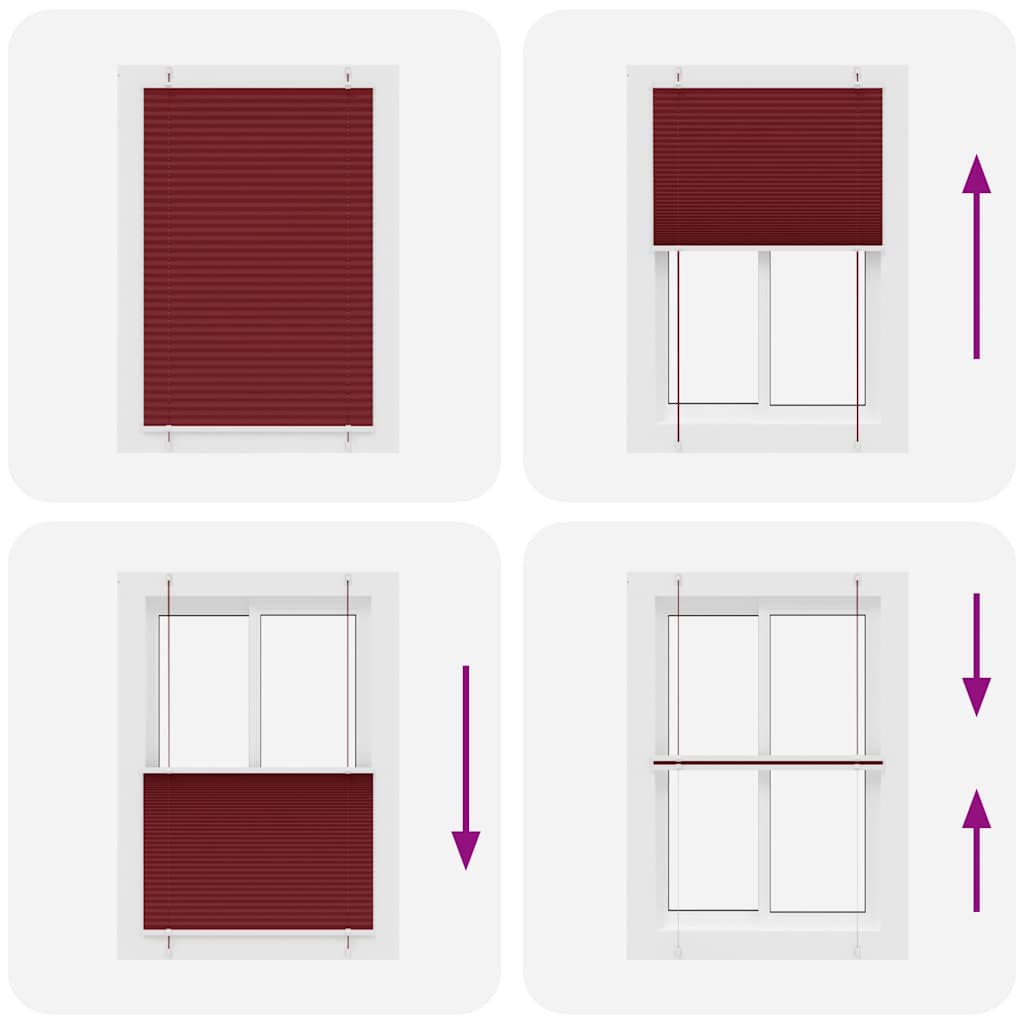 vidaXL Pleated Blind Bordeaux Red 90x150 cm Fabric Width 89.4 cm Polyester