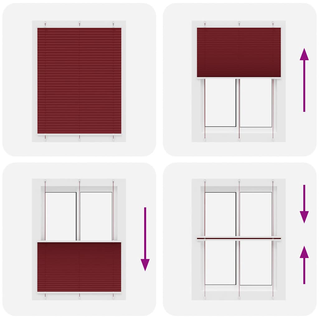vidaXL Pleated Blind Bordeaux Red 105x150 cm Fabric Width 104.4 cm Polyester