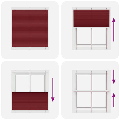 vidaXL Pleated Blind Bordeaux Red 115x150 cm Fabric Width 114.4 cm Polyester