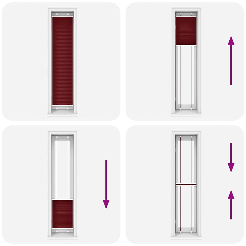 vidaXL Pleated Blind Bordeaux Red 40x200 cm Fabric Width 39.4 cm