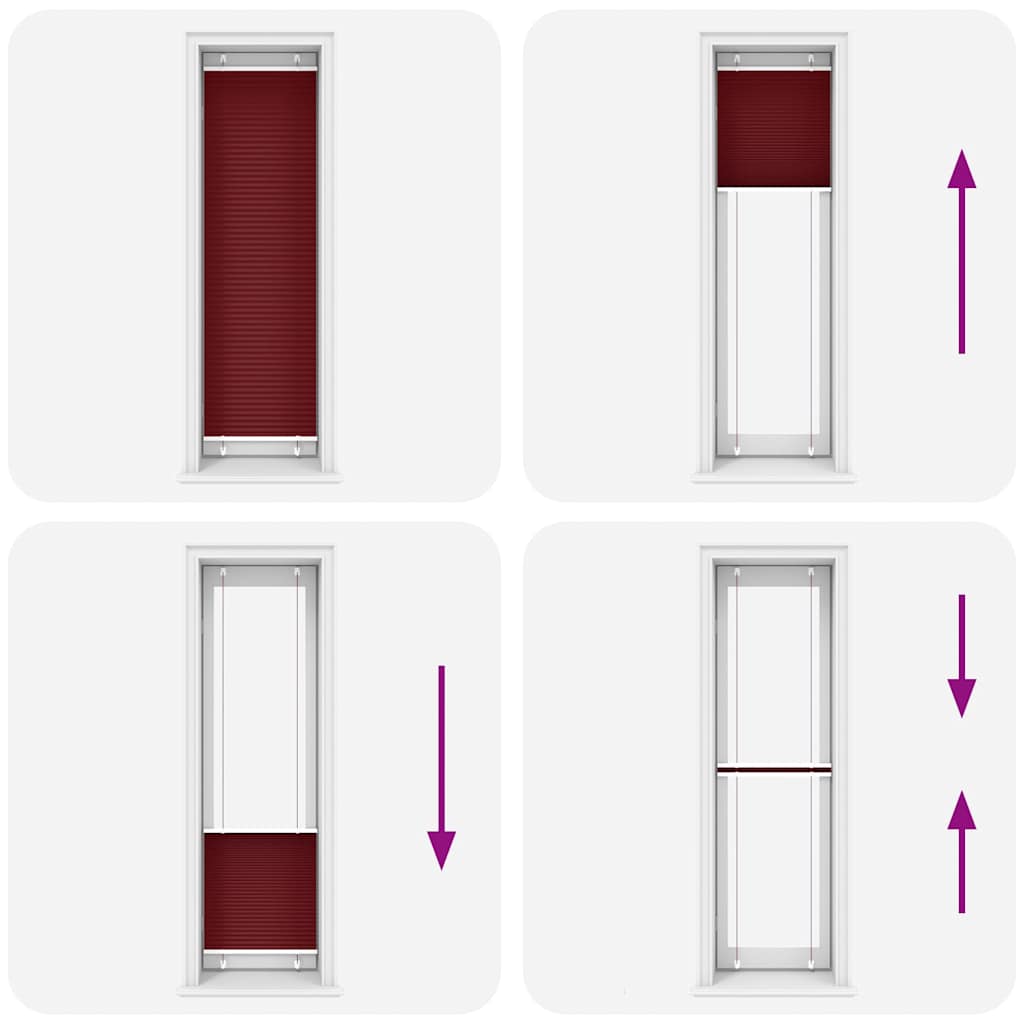 vidaXL Pleated Blind Bordeaux Red 65x200 cm Fabric Width 64.4 cm