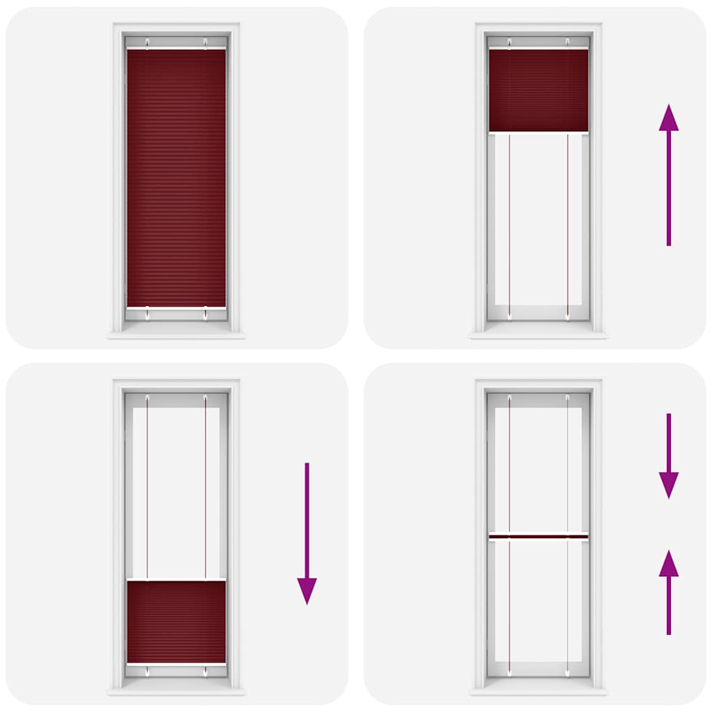 vidaXL Pleated Blind Bordeaux Red 75x200 cm Fabric Width 74.4 cm Polyester