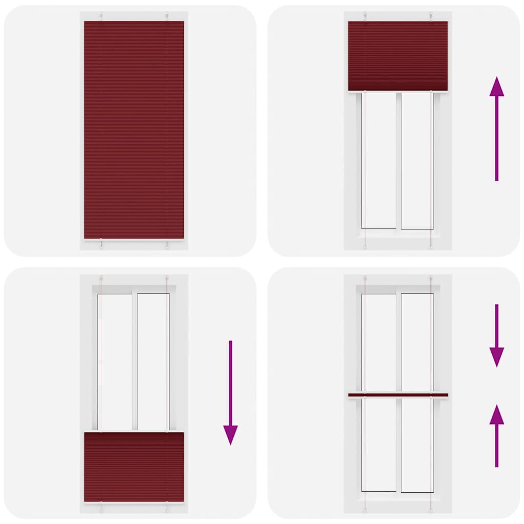 vidaXL Pleated Blind Bordeaux Red 100x200 cm Fabric Width 99.4 cm Polyester