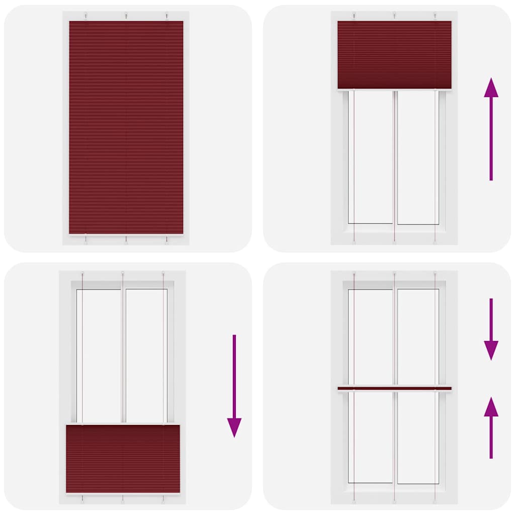 vidaXL Pleated Blind Bordeaux Red 110x200 cm Fabric Width 109.4 cm Polyester