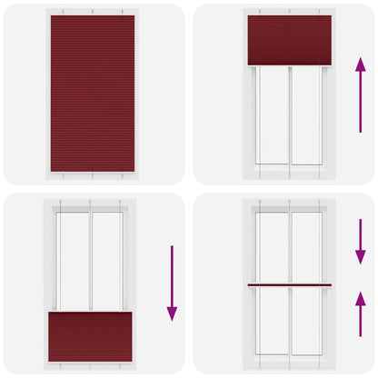 vidaXL Pleated Blind Bordeaux Red 110x200 cm Fabric Width 109.4 cm Polyester