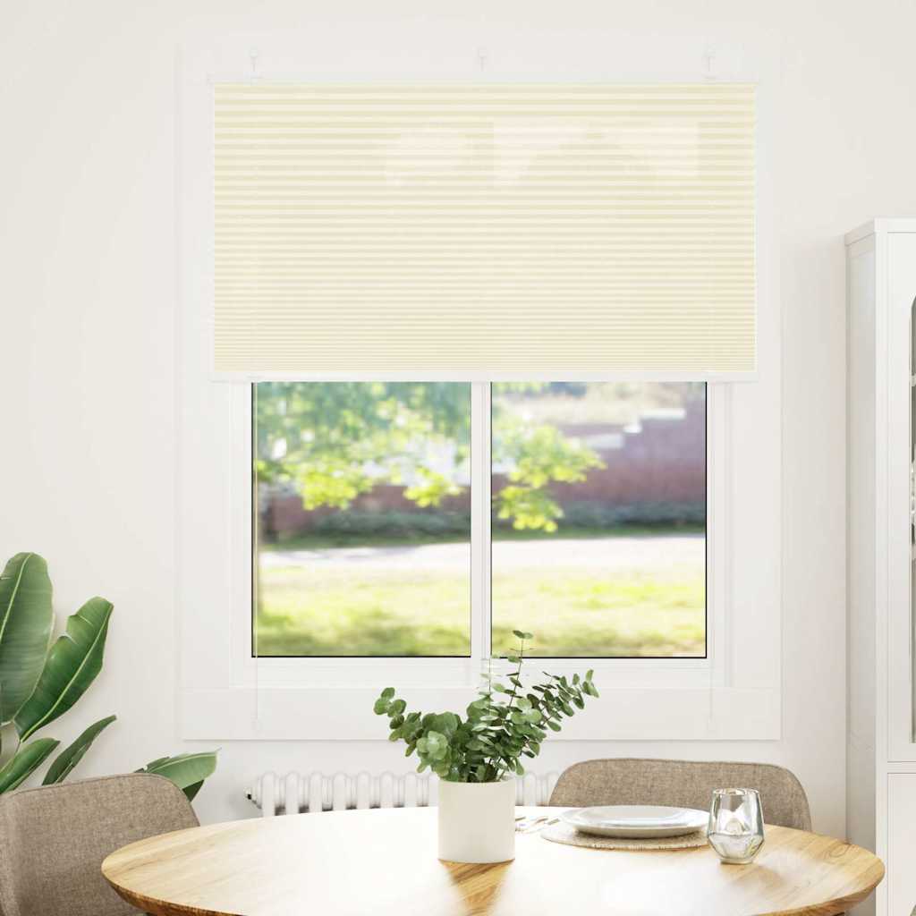 vidaXL Pleated Blind Cream 105x100 cm Fabric Width 104.4 cm Polyester