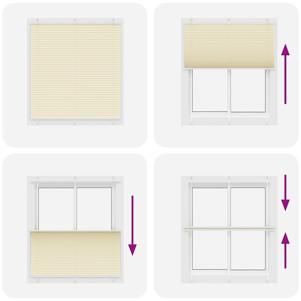 vidaXL Pleated Blind Cream 115x150 cm Fabric Width 114.4 cm Polyester