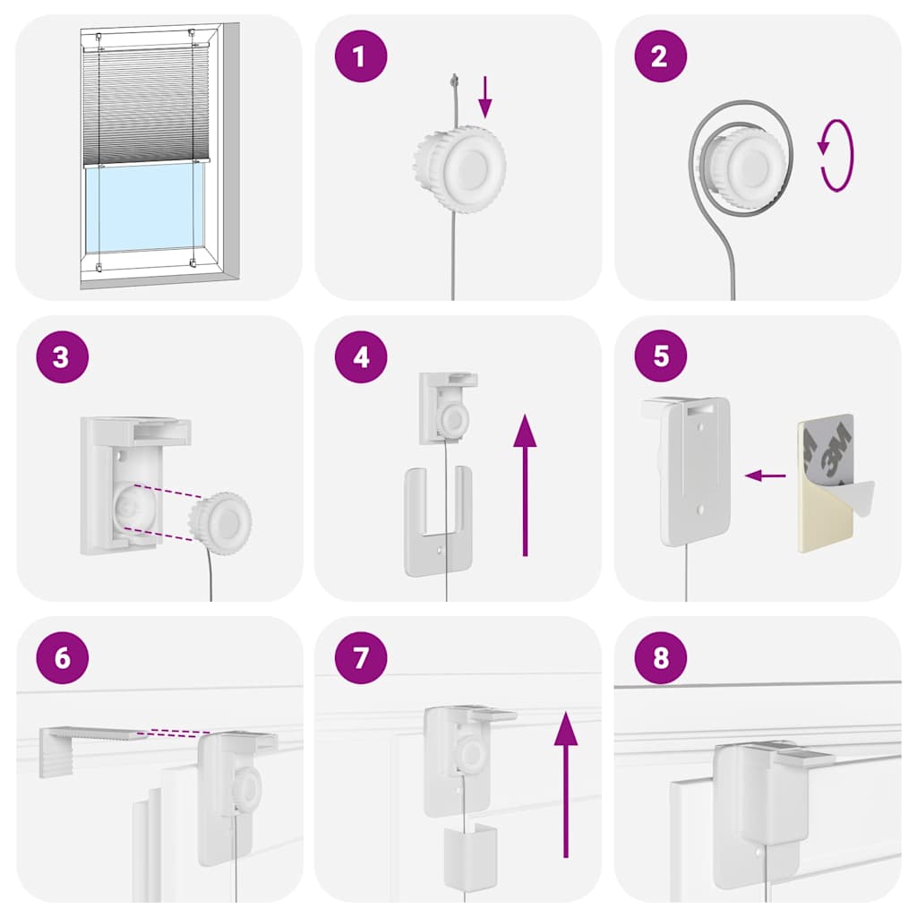 vidaXL Pleated Blind Light Grey 40x100 cm Fabric Width 39.4 cm Polyester