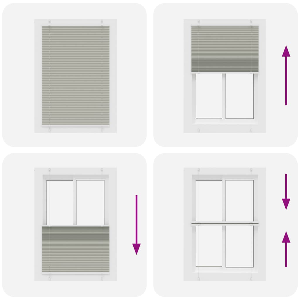 vidaXL Pleated Blind Light Grey 90x100 cm Fabric Width 89.4 cm Polyester