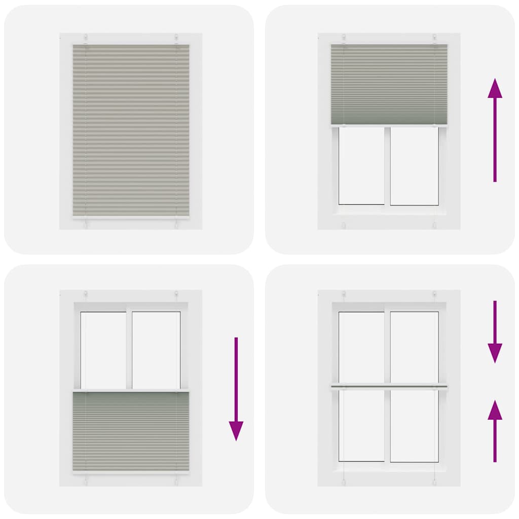 vidaXL Pleated Blind Light Grey 95x100cm Fabric Width 94.4cm Polyester